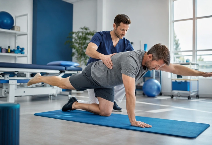 Chronic back pain treatment through physiotherapy rehabilitation