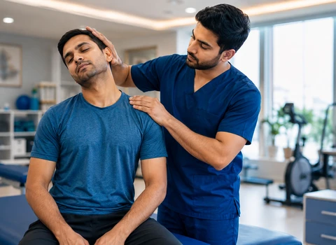 Professional neck pain assessment and physiotherapy evaluation session